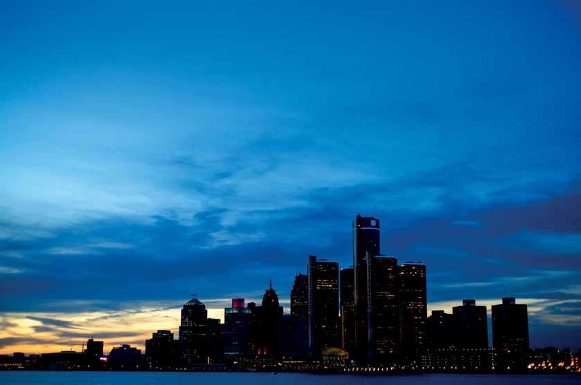 Autostadt: Blick auf die Skyline von Detroit Az autógyártás fellegvára: Detroit látképe Motown: View of the skyline of Detroit A nass controls fejlődésével szemben támasztott személyes és szakmai