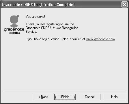 Rejestracja w serwisie CDDB zostanie zakończona i pojawi się okno dialogowe CD Drive Check.