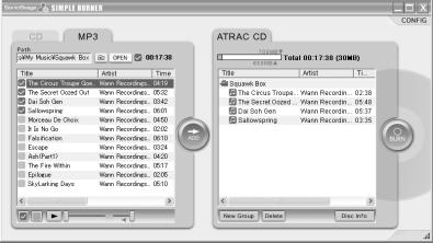 Nagrywanie na płytach CD-R/RW 3 Kliknij znaczniki wyboru utworów, których nie chcesz nagrywać, aby zniknęły z pól wyboru.