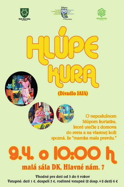CASTRUM NOVUM - 6. číslo - 27. marec 2017 Pozývame vás 29. 3. o 8,00 h MO Matice slovenskej, Nábrežná: Okresné kolo súťaže Hviezdoslavov Kubín - organizuje ROS Nové Zámky 31. 3. o 10,30 h Hlavné námestie: Oblečme sa do modrej a zaplňme námestie, Príďte podporiť ľudí s autizmom pri príležitosti 2.