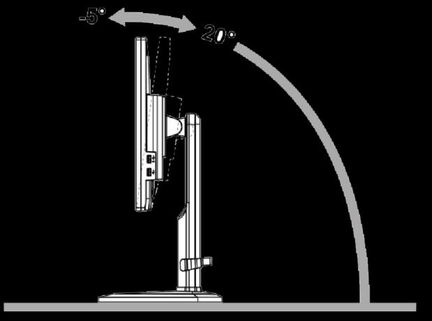 A látószög beállítása Az optimális nézőszög beállításához tanácsos szemből néznie a monitort, majd saját igénye szerint beállítania a monitor szögét.
