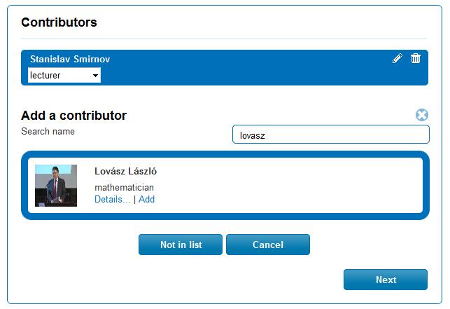 Metadata: adding a contributor Contributor: Name, degree