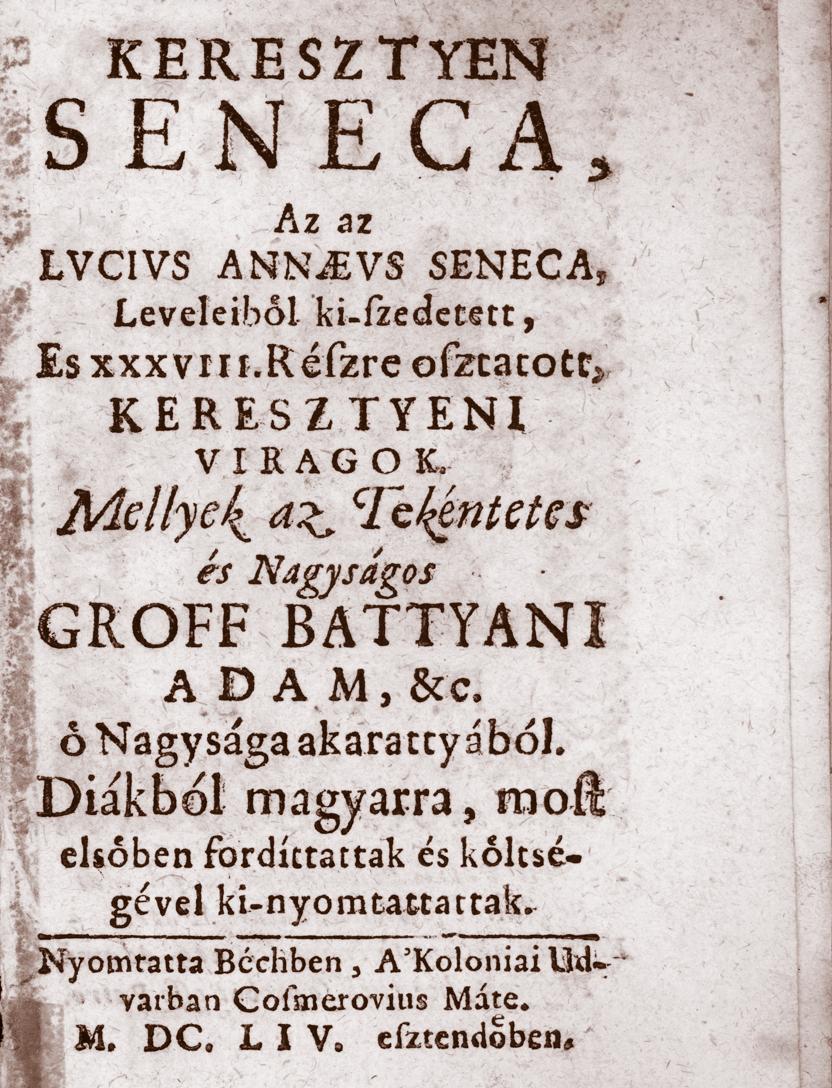 Sámuel Kéri transl.: Keresztyen Seneca..., 1654.