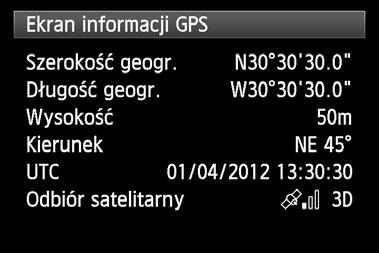 północny-wschód. [UTC] (Uniwersalny czas koordynowany) jest zasadniczo taki sam, jak czas Greenwich. Ikona <A> wskazuje siłę sygnału.