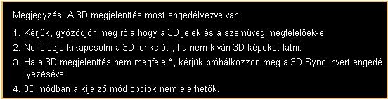 3 Az Ön által megvásárolt Acer kivetítő integrált DLP és NVIDIA 3D (Opcionális) technológiával rendelkezik.