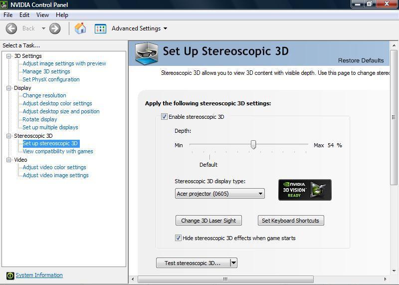 5 4 Jelölje be az Enable Stereoscopic 3D (Sztereoszkópos 3D engedélyezése) lehetőséget, majd válassza ki a megfelelő megjelenítő eszközt. 5 A Select a task.