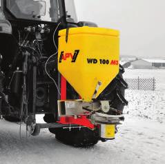 Distribuitor pentru serviciul de deszăpezire WD 100 M3 Distribuitorul WD 100 M3 cu capacitate de 105 l este un echipament de lucru fiabil datorită unității de dozare fabricate din inox și a