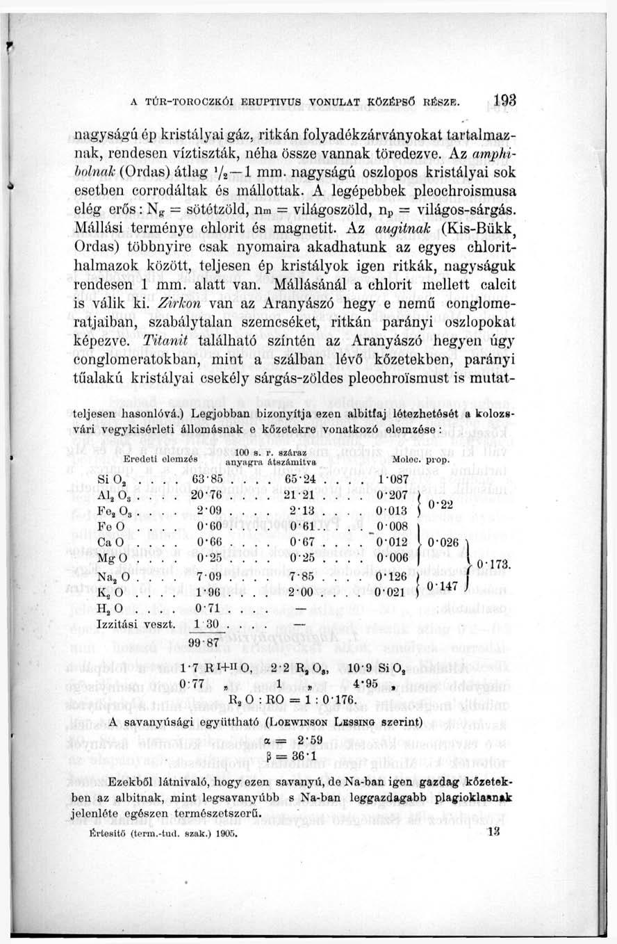 nagyságú ép kristályai gáz, ritkán folyadékzárványokat tartalmaznak, rendesen víztiszták, néha össze vannak töredezve. Az amphibolnak (Ordas) átlag l /t~l mm.