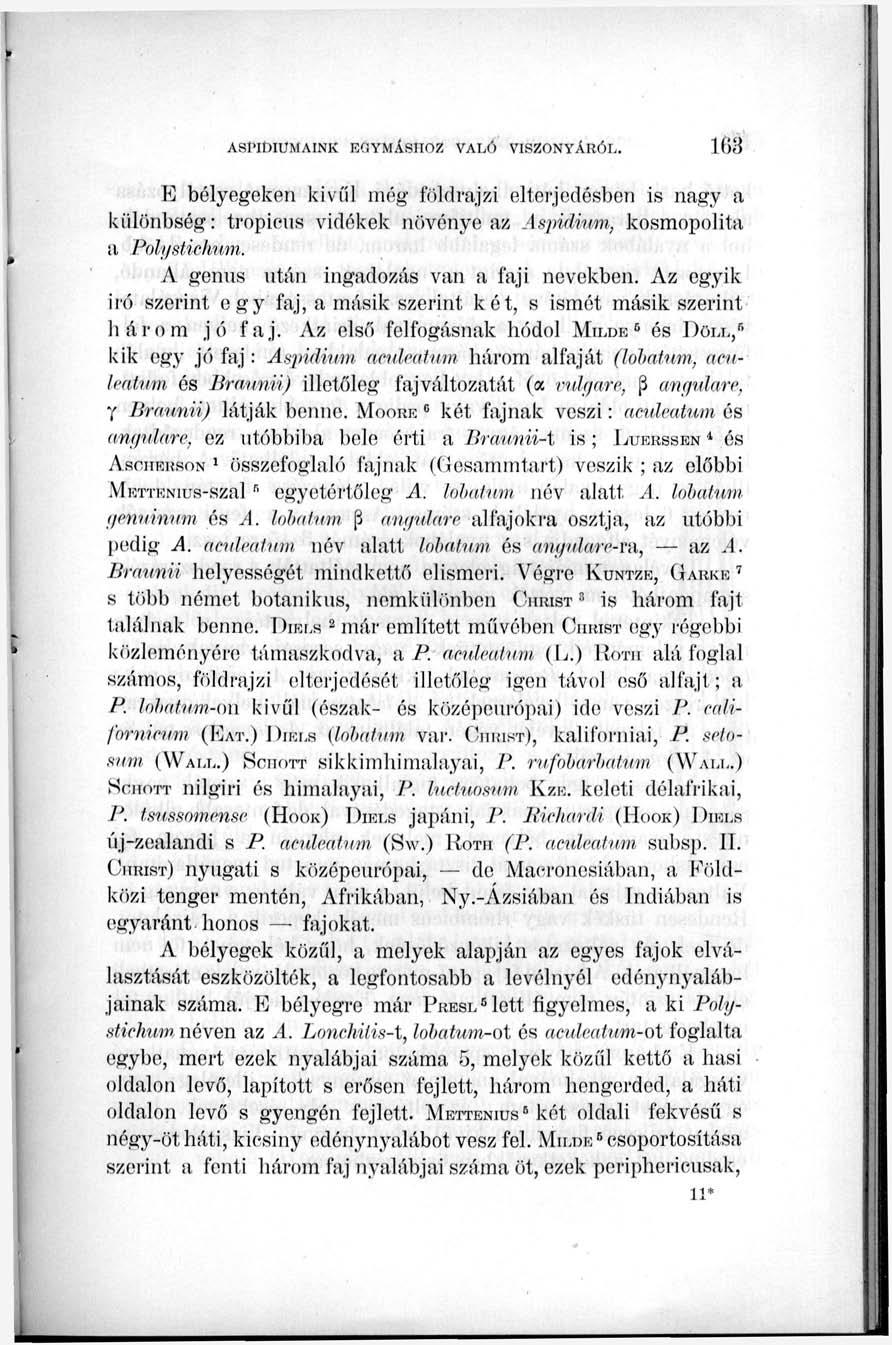 B bélyegeken kivűl még földrajzi elterjedésben is nagy a különbség: tropieus vidékek növénye az Aspidium, kosmopolita a Polgstichum. A genus után ingadozás van a faji nevekben.