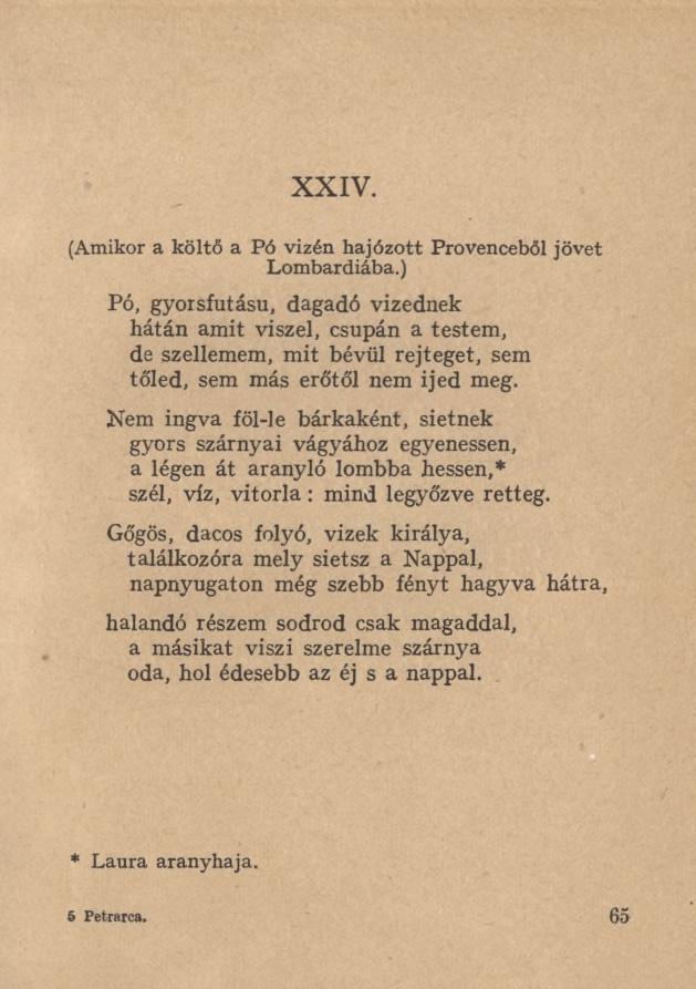 XXIV. (Amikor a költő a Pó vizén hajózott Provenceből jövet Lombardiába.
