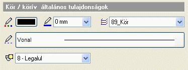 894 11.4. Kör és körív 11.4. Kör és körív A program a köröket és köríveket az óramutató járásával ellentétes irányban rajzolja meg. 11.4.1. Kör/Körív tulajdonságai A kör vagy körív létrehozása előtt állítsa be a kör és körív globális tulajdonságait.