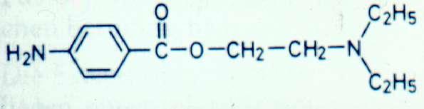 Procain Készítmény: Procainum hydrocloricum /2%/ Corbocain /4%/ + corbadrin Észter Hatáserősség: 1