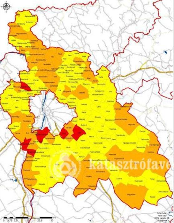 49. ábra Pest megyei települések katasztrófavédelmi besrlása frrás: http://pest.katasztrfavedelem.