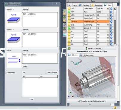 A Festo CAD plug-inek lehetővé teszik a teljes termékkiválasztást CAD rendszerben.