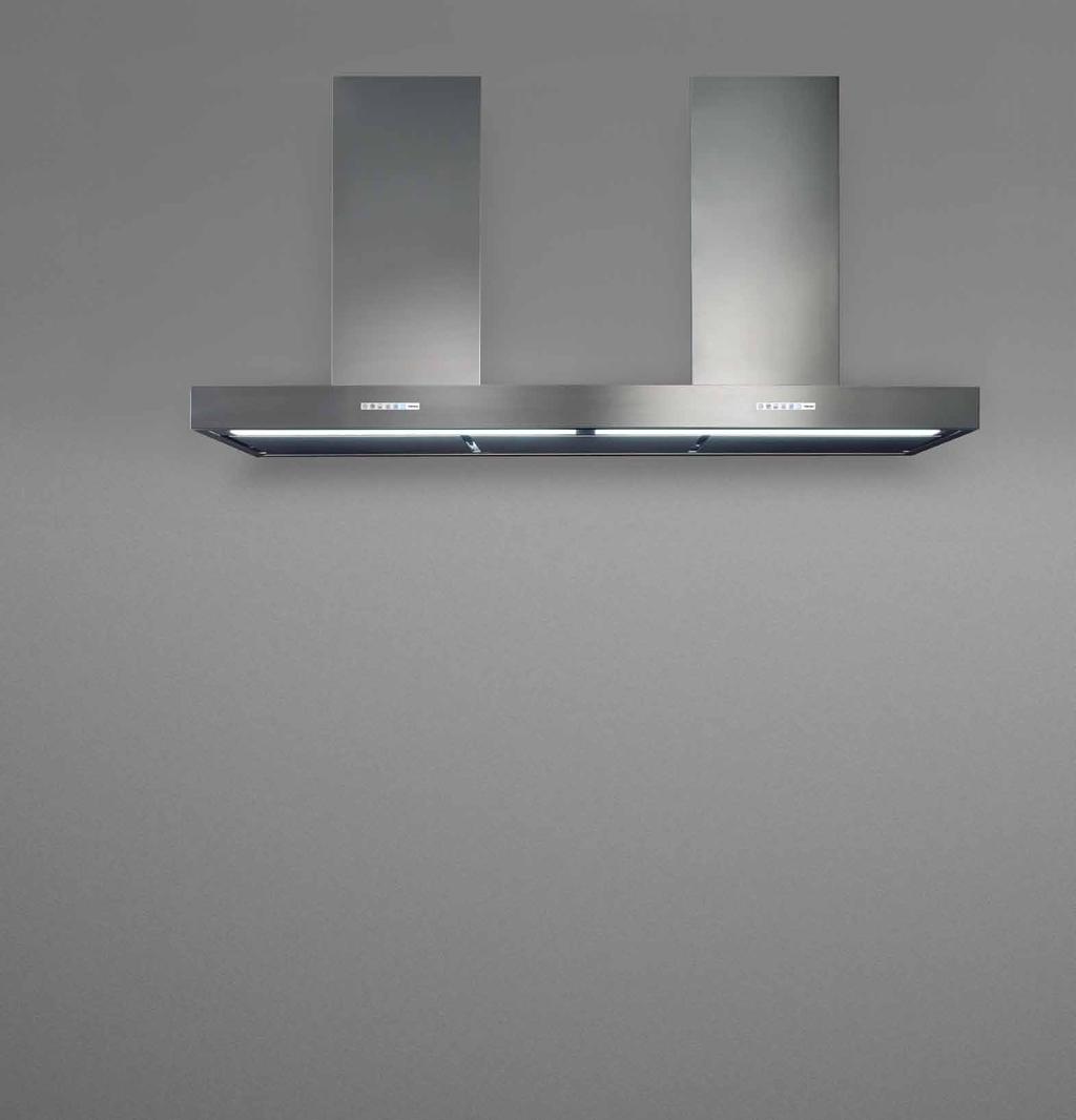 horizon nrs Acciaio inox (AISI 304), finitura spazzolato Tecnologia NRS per la silenziosità in cucina Aspirazione perimetrale con pannello fonoassorbente Filtro antigrasso metallico, asportabile e