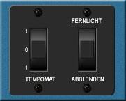 TOMPÍTOTT FERNLICHT = REFLEKTOR Tempomat-kapcsoló 0 : ( = alapállás); hatástalan 1: a