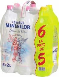 Apă minerală Ásványvíz carbogazificată / parţial decarbogazificată 2 l - 8% 1,25 1,15 IZVORUL MINUNILOR Apă