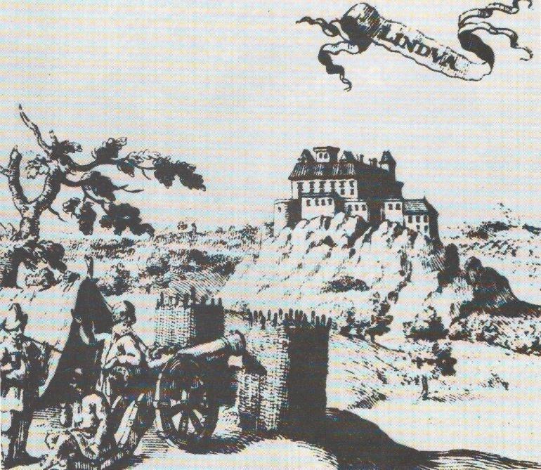 Slika 7: Lendavski grad leta 1683, ko ga oblegajo Thökölyjevi kruci in Turki (Vir: Zbornik občine Lendava, str. 37).