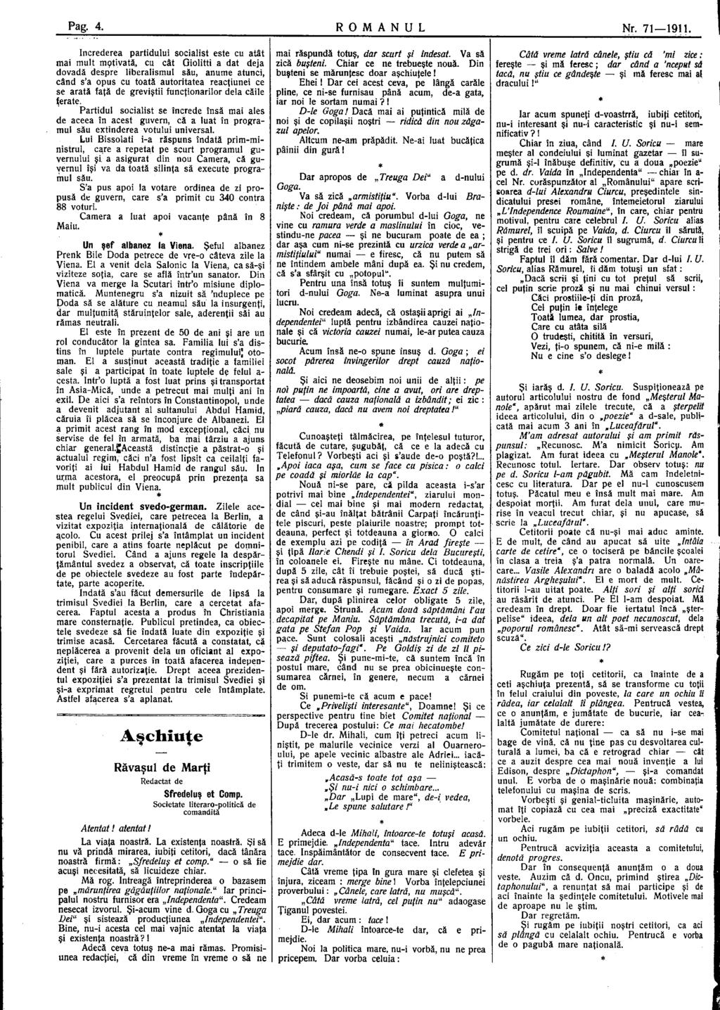 Pag. 4. R O M A N U L Nr. 71 1911.