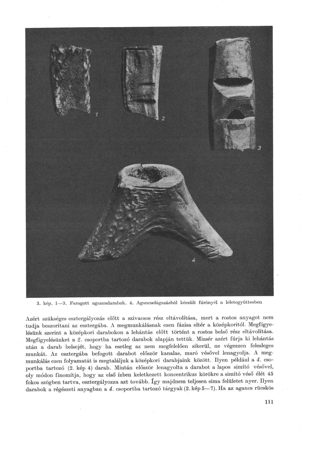 3. kép. 1 3. Faragott agancsdarabok. 4.