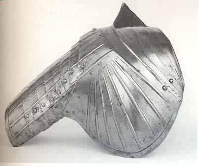 249 323. ábra. A 320. ábrán látható váll- és karvértnek a hátoldali nézete. (1485 1500 között) (Feltehetően az innsbrucki Hans Müllner munkája. Olaszország, L Armeria Trapp di Castel Coira, L. sz.