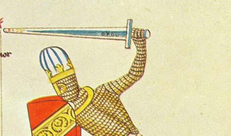 45 20. ábra. Ez az ábrázolás egyértelműen egy hosszú felvágott sodronyinget jelenít meg. (12. század első fele, 1123?