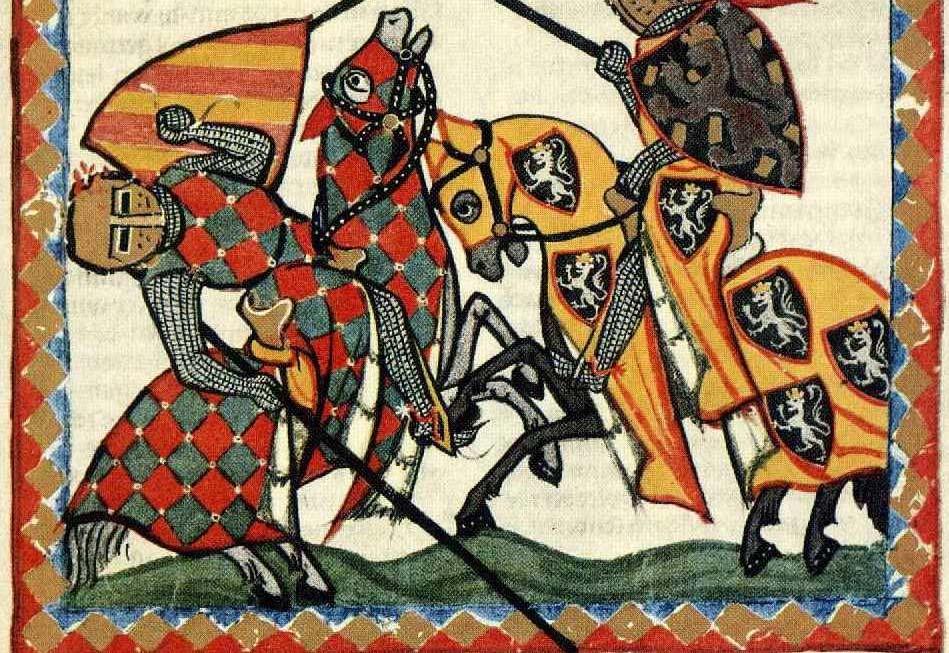 (Rajz a Codex Manesse, más néven Große heidelberger Liederhandschrift -ből. Németország, Universitätsbibliothek Heidelberg, L. sz.: MS Codex Palatinus germ. No. 848 fol.