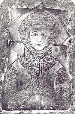 (1330 körül) (Nagy-Britannia, Lincolnshire megye, Buslingthorpe, St. Michael's Church) 75. ábra. Ötujjas sodrony kesztyű 13. század közepéről. (Részlet a Gedeon a gyapjúfürttel című képről.