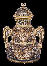 9. Kannapár fedővel, az arab sorozatból, 1889 Formaterv: Sikorski Tádé Porcelánfajansz, kettős falú, áttört