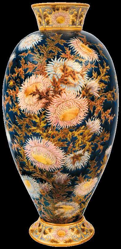 42. Krizantémos padlóváza, 1894 Porcelánfajansz, magas