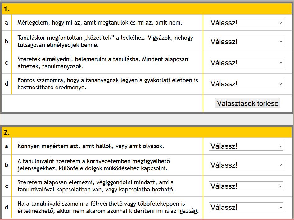 Vajdasági magyar középiskolások tanulási sajátosságai 5. ábra. Feladat a Standard Progresszív Mátrix tesztből A tanulóknak az online teszt kitöltésére 25 perc állt rendelkezésükre.