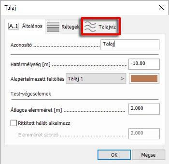 1.4 Módosított talaj- és fúrásszelvény paraméterek Egy új, Talajvíz nevű fül került a Talaj és a Fúrásszelvény dialógusba. (További részletek az 1.