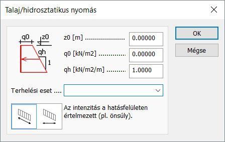 A Talaj/hidrosztatikus nyomás gombbal lineárisan változó terheket lehet létrehozni.