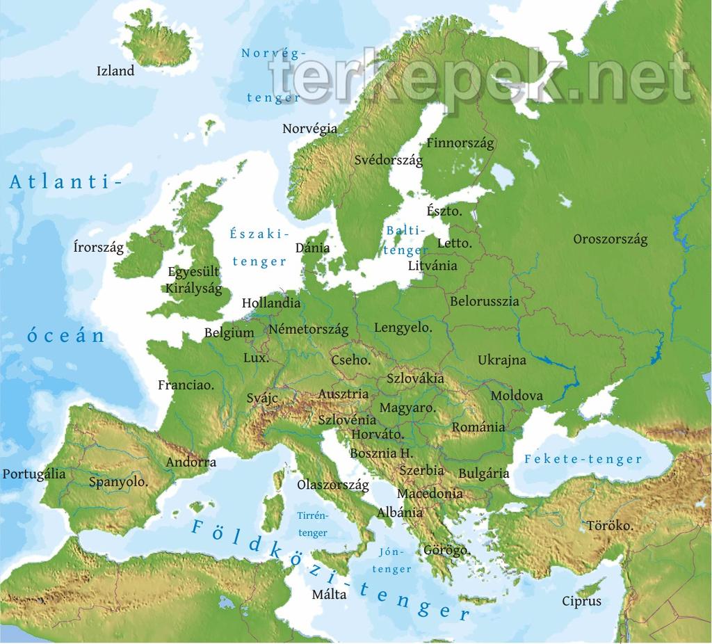 Észak-Európa Nyugat-Európa Dél-Európa