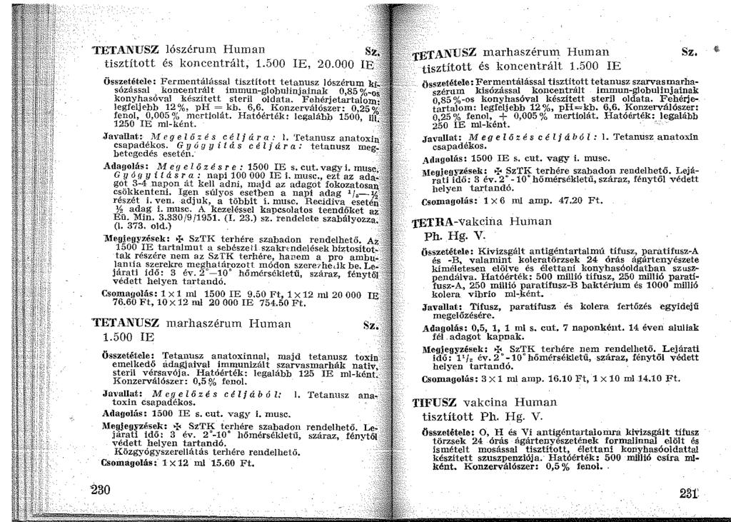 TETANUSZ lószérunl Human tisztított és koncentrált, 1.