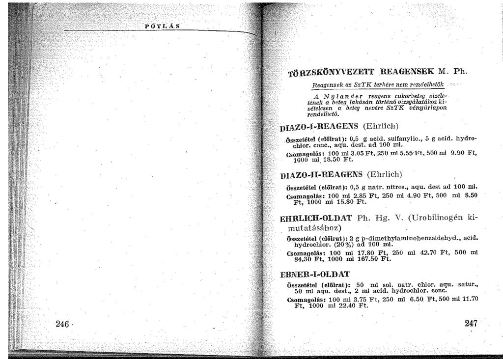 TÖRZSKÖNYVEZETT REAGENSEK M. Ph.
