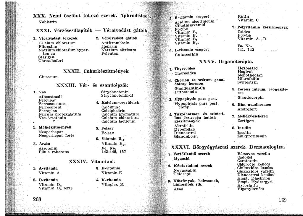 XXX. Nemi ösztönt fokozó szerek. Aphrodisiacf, Yohlstrln XXXI. Vérzésesillapítók - 1.