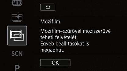 A kamera alapvető használata A menük használata A kamera különböző beállításainak módosítása a menükben igen könnyű. A kívánt opciót a kiválasztáshoz csak meg kell érinteni.