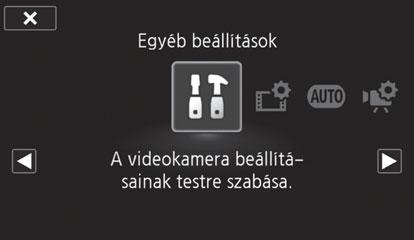 A kamera alapvető használata 2 Pöccintsen balra/jobbra az [1 Egyéb beállítások] menü középre állításához. Ezután az ikon megérintésével nyissa meg az [1 Egyéb beállítások] menüt.