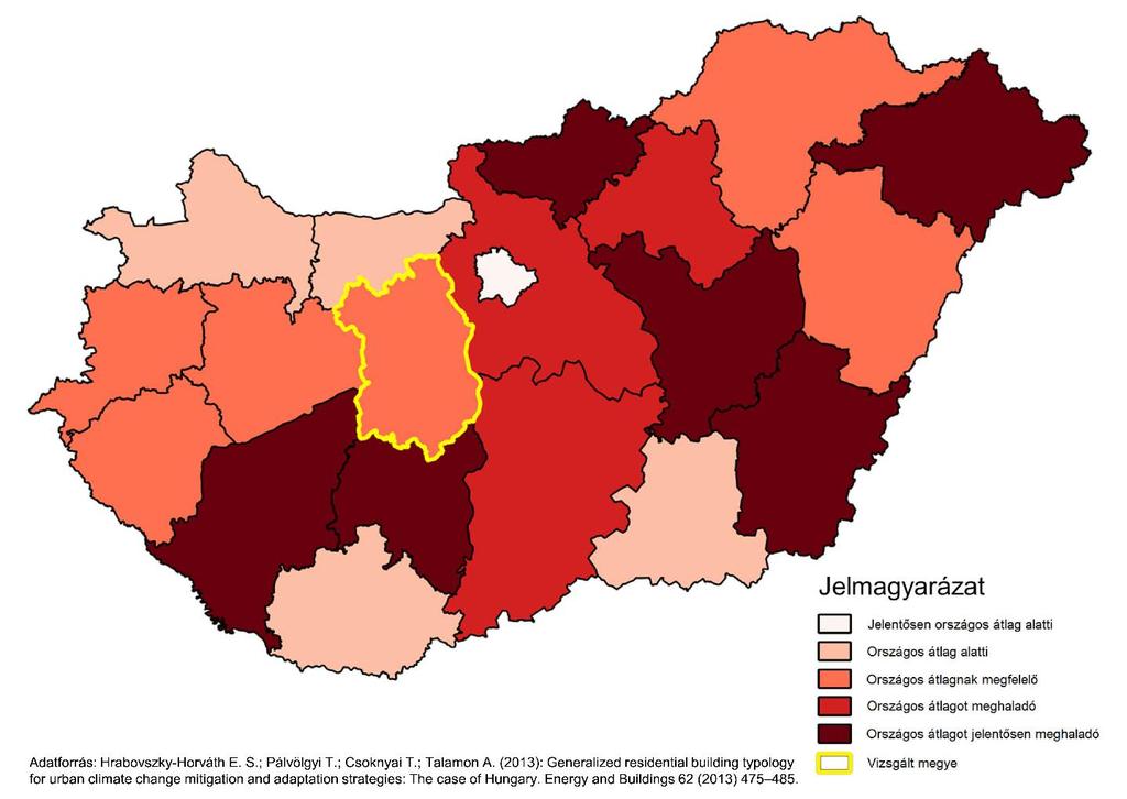 25. ábra A megye épüelteinek viharok általi veszélyeztettsége Az építmények szerkezetét, állékonyságát az időjárási események változatos módon veszélyeztetik; a hőhullámok, a tartós fagyok, a