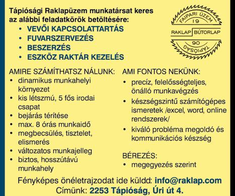 HEGESZTŐ ROBOTOK KEZELÉSÉRE betanított munkatárs RAKTÁRI ANYAGMOZGATÓ CNC GÉPEK KEZELÉSÉRE betanított munkatárs dolgozókat keresünk Gyálra - Több műszakos munkarendbe - Kereseti