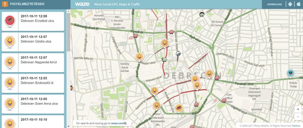 Waze élőtérkép