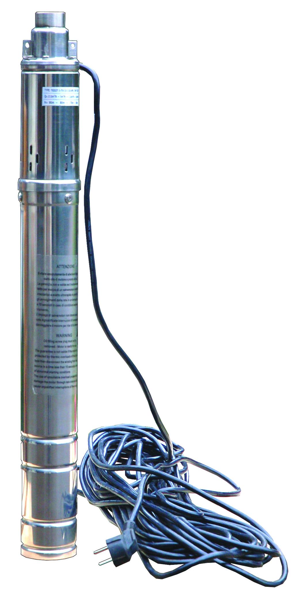 A fúrt kút átmérője, amelyben a VM60-3 szivattyú dolgozhat minimum 150 mm. A szivattyú 10 méter kábellel szerelt. Áramellátása 230V~/50 Hz.
