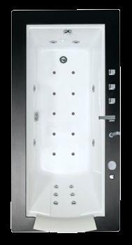Akril kádszett Keretes lábszerkezet 6 Mikro fúvókás V-concept hátmasszázs 4 Midi fúvókás oldalmasszázs rendszer 2 Midi fúvókás lábmasszázs rendszer Pneumatikus irányító gomb Masszázserősség szabályzó