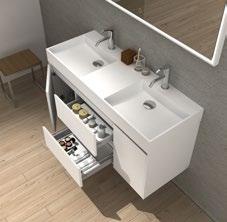 ütés- és karcálló tömör akril (solid surface), matt fehér szín ajánlott csatelep: Rundo mixer 60 x 46 x 11 cm szekrény: MDF, magasfényű fehér felület