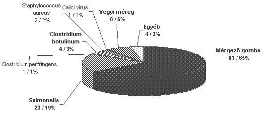 Mérgez gomba 24% Egyéb kórokozó 6% Calicivírus 1 Campylobacter Cl. botulinum S.aureus 3% Salmonella 53% 8. ábra: A kórházi ápolás kóroki tényez je 2002 és 2006 között 9.