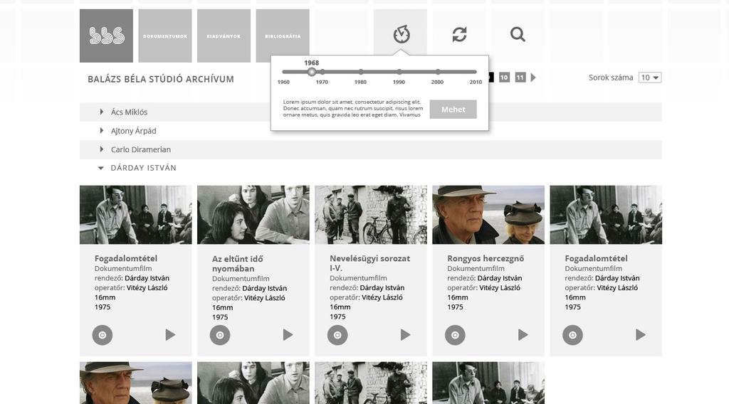BBS weboldal A Balázs Béla Stúdió