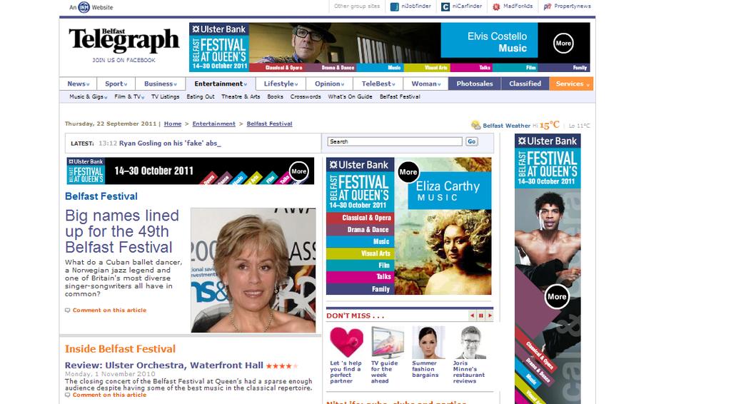 BelfastFestival Belfast Telegraph hirdetési anyagok, bannerek NEMÉNYI ZSOLT