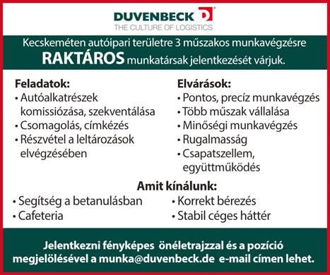 Korrekt munkáért korrekt munkabért, illetve egyéb juttatásokat kínálunk.