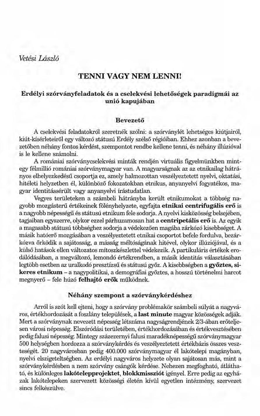 Vetési László TENNI VAGY NEM LENNI!